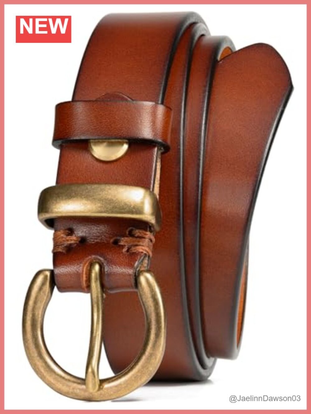 Womens 100% Italian Full Grain Leather Belt Brass Buckle 28mm